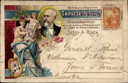 Litho Argentinien, Subida a la Presidencia de Julio A. Roca, Portrait