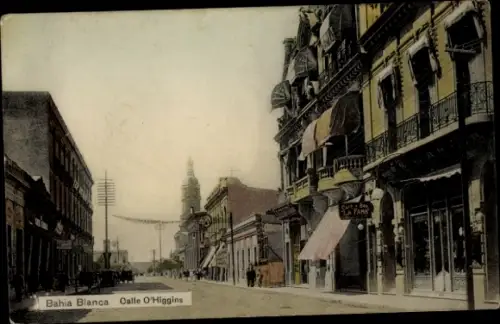 Ak Bahia Blanca Argentinien,  Calle O'Higgins, Geschäfte, Straßenansicht