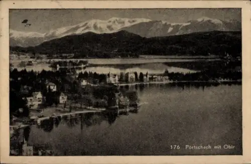 Ak Pörtschach am Wörther See Kärnten, Pörtschach mit Obir, Berglandschaft, See, 