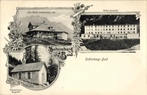 Ak Hasle Kanton Luzern, Hotel Schimberg Bad, Kapelle, Alp-Hütte