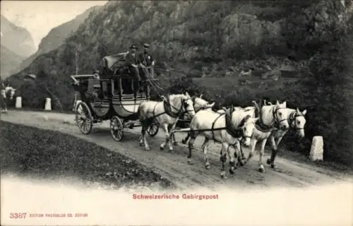 Ak Schweiz, Schweizerische Gebirgspost, Postkutsche