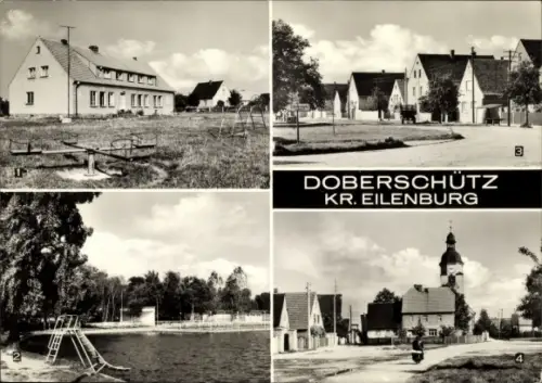 Ak Doberschütz in Sachsen, Kindergarten, Naturbad, Hauptstraße