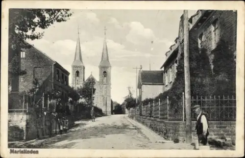 Ak Marialinden Overath im Bergischen Land, Straßenpartie, Kirche