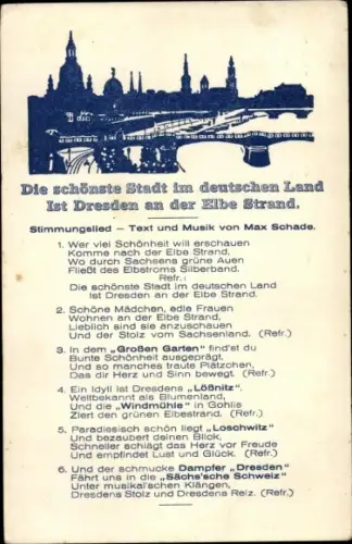 Lied Ak Schade, Max, Dresden Zentrum Altstadt, Brücke, Kirche, Die schönste Stadt