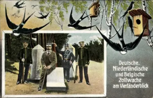 Passepartout Ak Deutsche,Niederländische und Belgische Zollwache,Vierländerblick