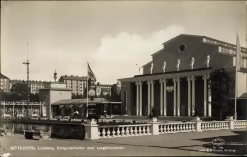 Ak Göteborg Schweden, Liseberg, Kongresshallen med spegeldammen