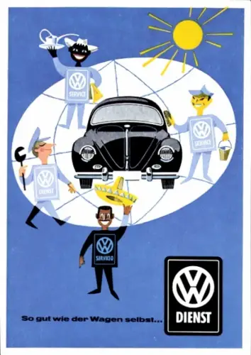 Künstler Ak Volkswagen Dienst, Service, Auto, Reklame