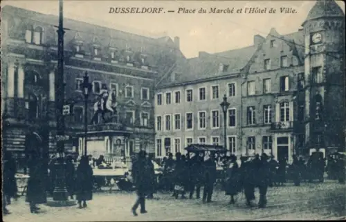 Ak Düsseldorf am Rhein, Marktplatz, Rathaus