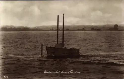 Ak Kiel in Schleswig Holstein, Deutsches U-boot, Unterseeboot beim Tauchen