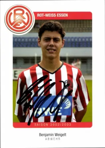 Autogrammkarte Fußballer Benjamin Weigelt, Rot Weiss Essen, Autogramm