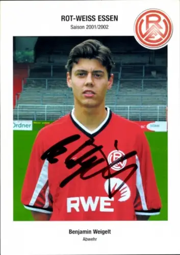 Autogrammkarte Fußballer Benjamin Weigelt, Rot Weiss Essen, Autogramm