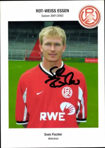 Autogrammkarte Fußballer Sven Fischer, Rot Weiss Essen, Autogramm