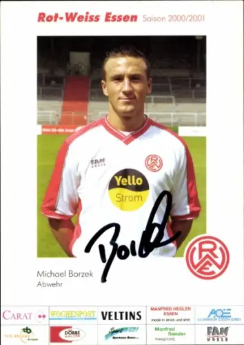 Autogrammkarte Fußballer Michael Borzek, Rot Weiss Essen, Autogramm