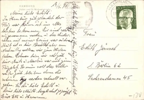 Ak Hamburg, Hafen und St. Michaeliskirche