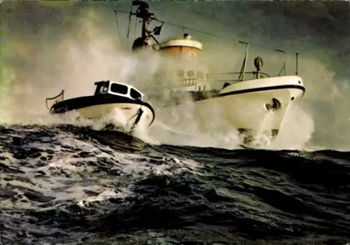 Ak Seenotkreuzer mit Tochterboot, DGzRS