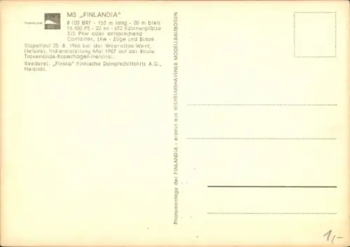 Ak Schiff MS Finlandia, Fährschiff