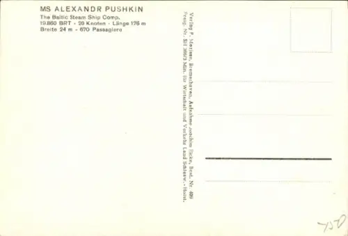 Ak Kreuzfahrtschiff MS Alexandr Pushkin, Baltic Steam Ship Comp.