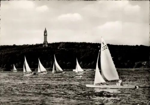 Ak Berlin, Havel mit Grunewaldturm, Segeln