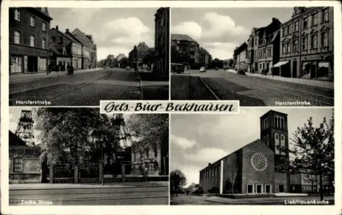 Ak Beckhausen Buer Gelsenkirchen im Ruhrgebiet, Horsterstraße, Zeche Hugo, Liebfrauenkirche