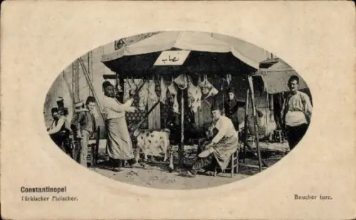 Präge Passepartout Ak Konstantinopel Istanbul Türkei, Türkischer Fleischer, Boucher turc