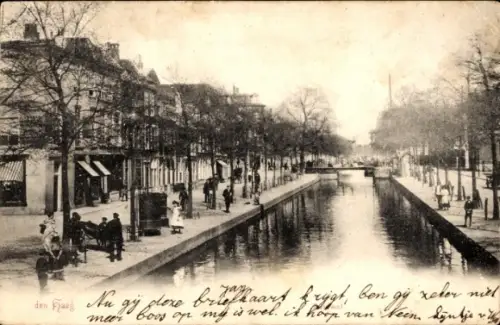 Ak Den Haag Südholland Niederlande, Fluss, Straße, Häuser