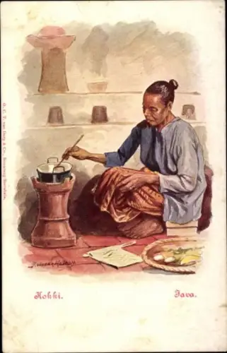 Künstler Litho Java Indonesien, Kokki