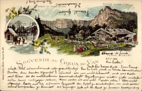 Litho Creux du Van Kanton Jura Schweiz, Ferme Robert