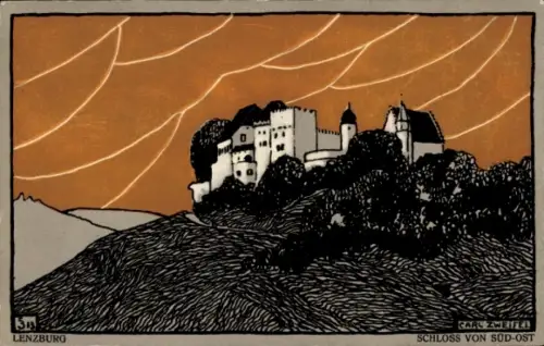 Ak Lenzburg Kanton Aargau, Schloss von Süd-Ost,  Carl Zweifel,  Darstellung