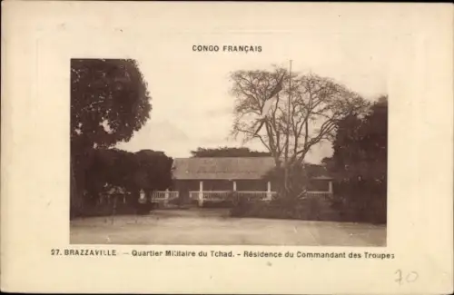 Ak Brazzaville Französisch Kongo,  Quartier Militaire, Résidence du Commandant, Schwarz-Weiß-Foto