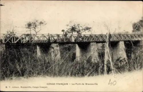 Ak Brazzaville Französisch Kongo, Brücke, Congo Français,  Schwarz-Weiß-Foto