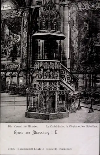 Ak Strasbourg Straßburg Elsass Bas Rhin, Kanzel im Münster