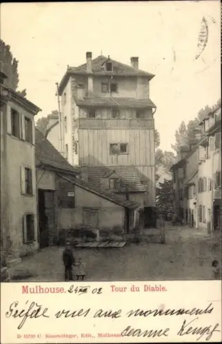 Ak Mulhouse Mülhausen Elsass Haut Rhin,  Tour du Diable, Gebäude, Monumente, 
