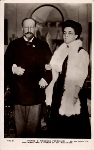 Ak Prinz Ferdinand von Bulgarien, zukünftiger Zar, Marie Louise von Bourbon-Parma, Portrait