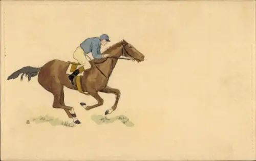 Ak Pferderennsport, Jockey zu Pferde