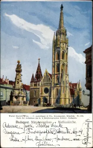 Ak Budapest Ungarn, Mátyástemplom, Mathiaskirche