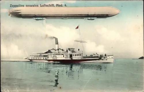 Ak Zeppelins neuestes Luftschiff Mod. 4, Dampfer