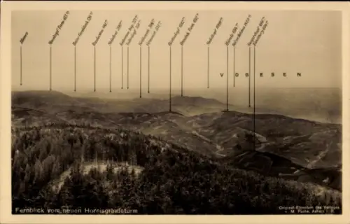 Ak Seebach in Baden Schwarzwald, Fernblick vom neuen Hornisgrindeturm, Vogesen