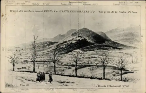 Ak Cernay Sennheim Elsass Haut Rhin, Hartmannswillerkopf, Schlachtfeld