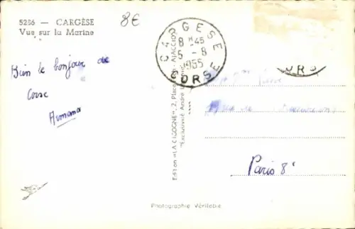 Ak Cargèse Corse du Sud, Vue sur la Marine