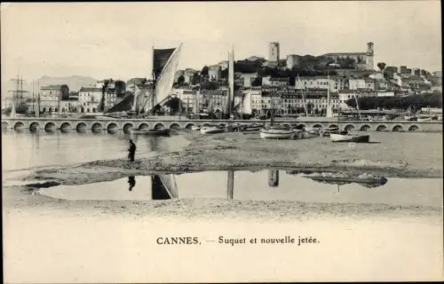 Ak Cannes Alpes Maritimes, Suquet et nouvelle jetee