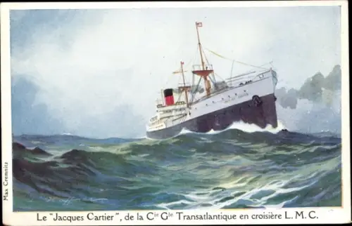Künstler Ak Dampfer, Dampfschiff Le Jacques Cartier, CGT, French Line