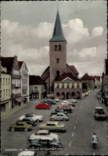 Ak Dorsten in Westfalen, Agathakirche, Marktplatz