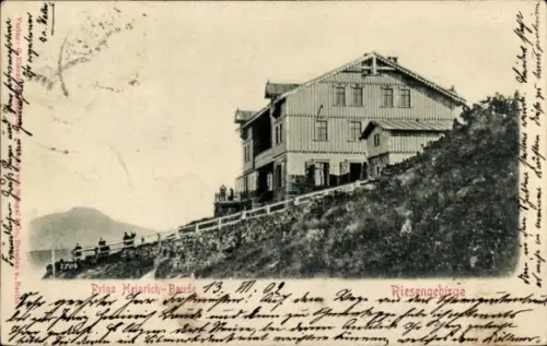 Relief Ak Karpacz Krummhübel Riesengebirge Schlesien, Prinz Heinrich Baude