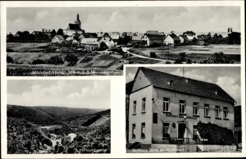 Ak Mörsdorf im Hunsrück Rheinland Pfalz, Gasthaus Stein, Flaumbachtal, Blick auf den Ort