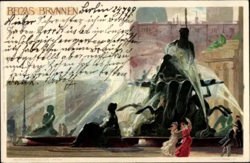 Künstler Litho Kley, Heinrich, Berlin Mitte, Begas Brunnen