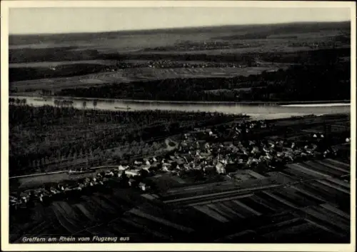 Ak Greffern Rheinmünster am Rhein, Luftaufnahme von  Rhein, Flugzeugansicht, Landschaft