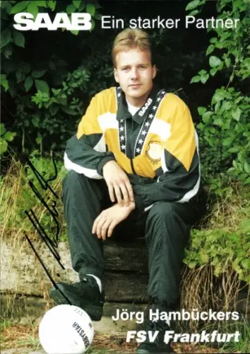 Autogrammkarte Fußballer Jörg Hambückers, FSV Frankfurt, Autogramm