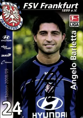 Autogrammkarte Fußballer Angelo Barletta, FSV Frankfurt, Autogramm