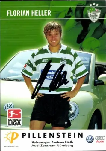 Autogrammkarte Fußballer Florian Heller, SpVgg Greuther Fürth, Autogramm