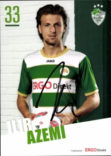 Autogrammkarte Fußballer Ilir Azemi, SpVgg Greuther Fürth, Autogramm